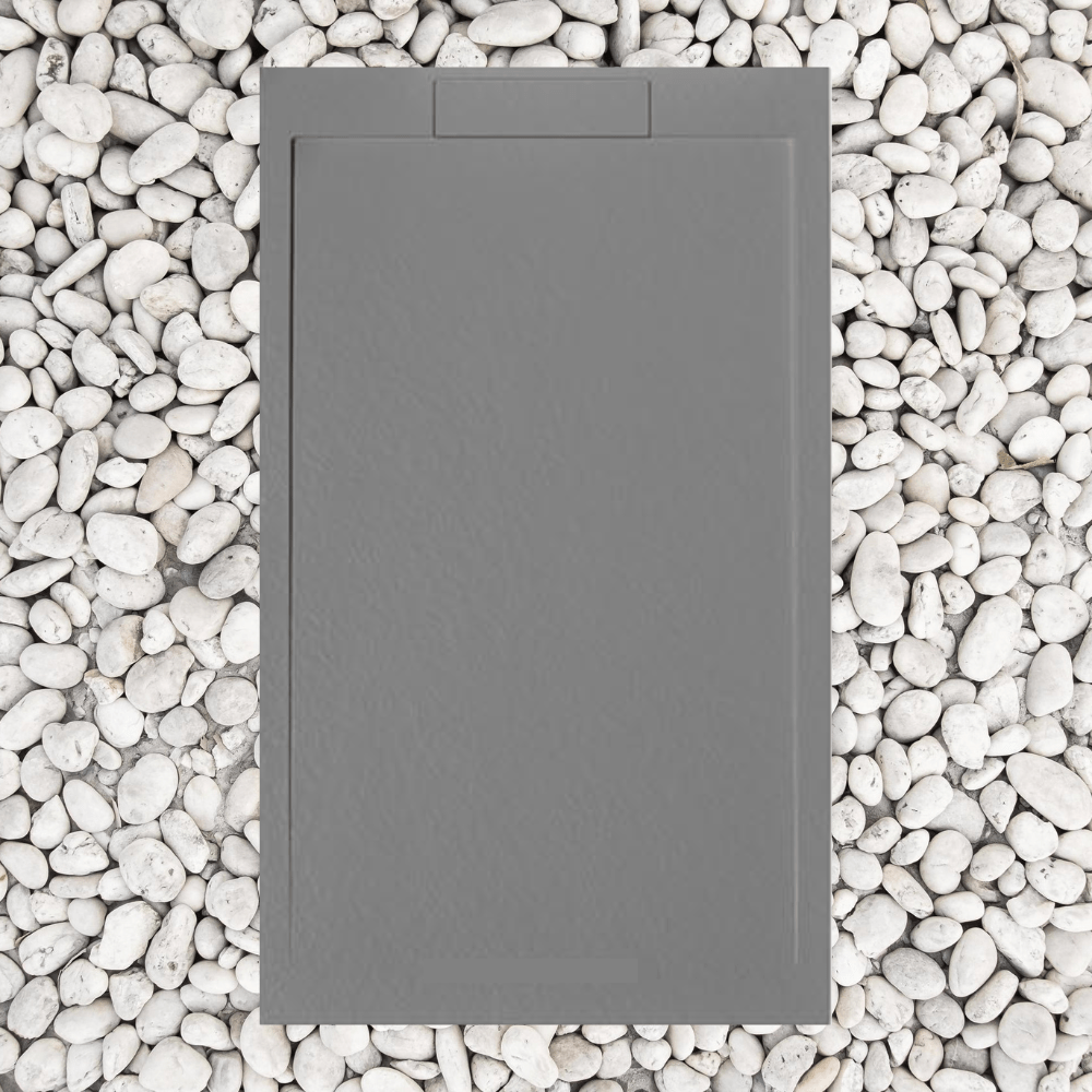 Brodzik PRYSZNICOWY 180x80 cm SZARY Vulcano Line SLIM Z żywicy i proszku marmurowego z kratką boczną Z ŻYWICY MARMUROWEJ - FRASCIO