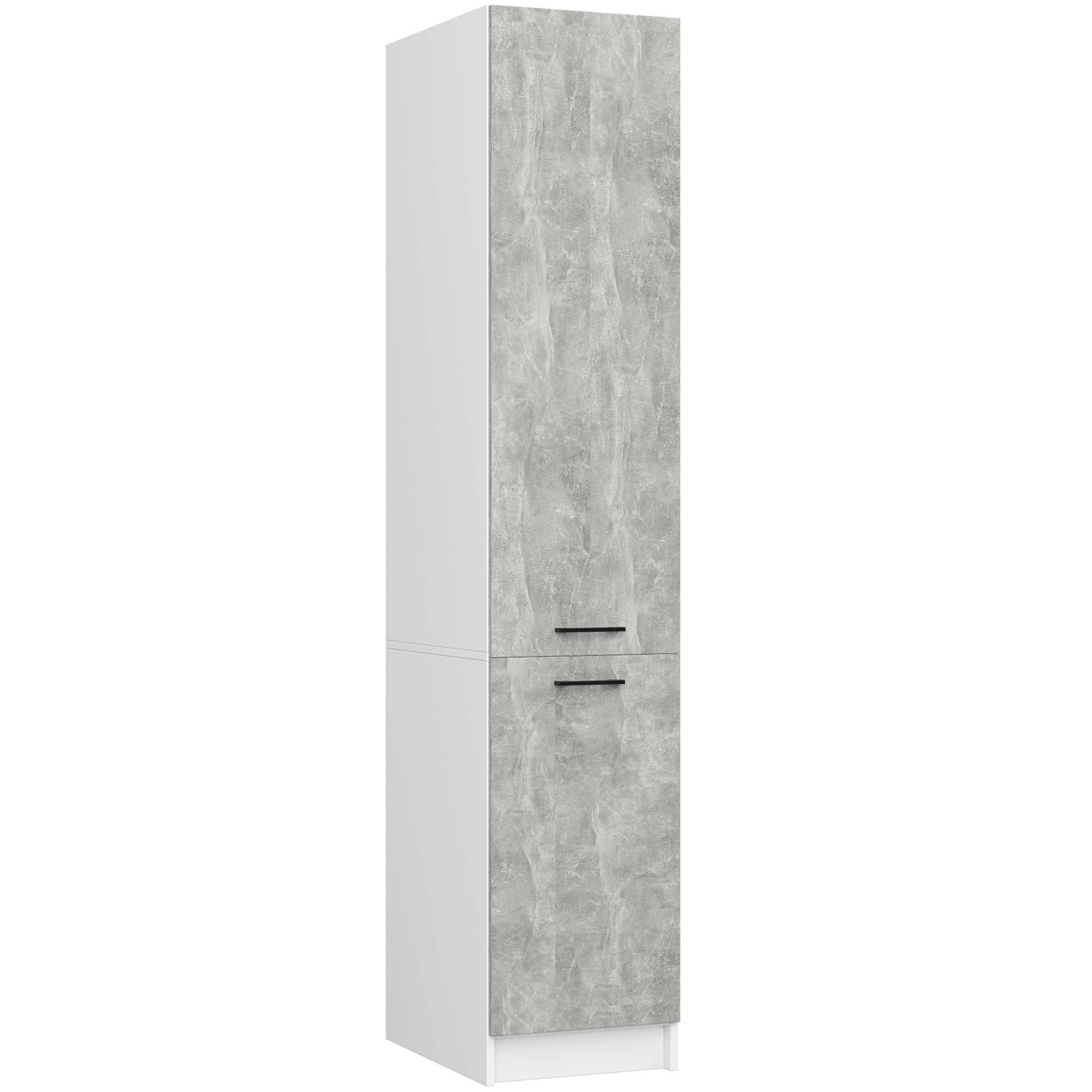 Słupek kuchenny AKORD OLIWIA Biały 40 cm 2 drzwi fronty kolor Beton mat 6 półek 40x57x205 cm