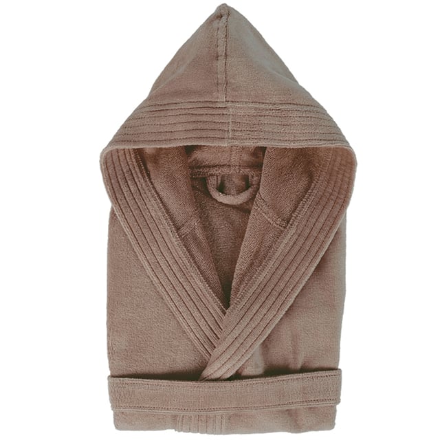 Peignoir à capuche enfant COOL coton 10 ANS velours marron Taupe