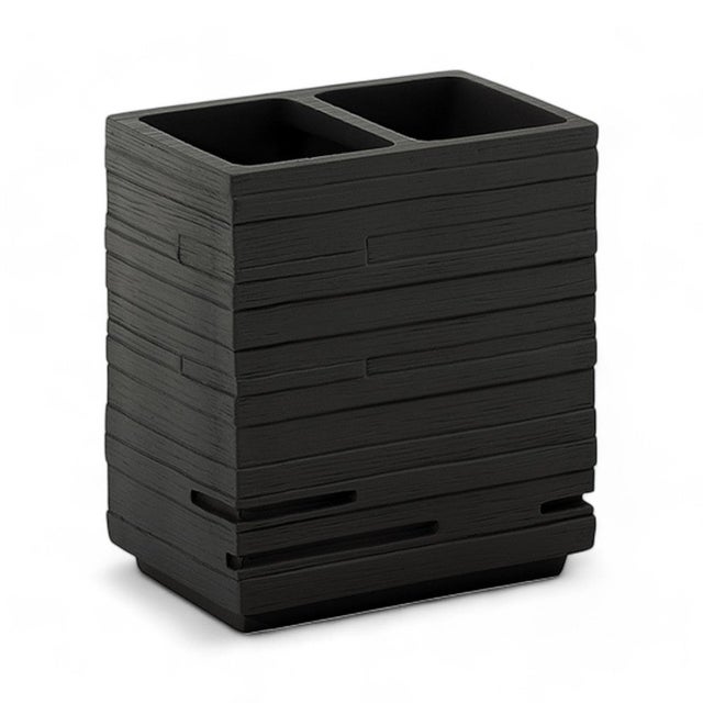 Porta Spazzolini Da Bagno In Acciaio Nero 4 Scomparti | Portadentifricio Compatto Antiscivolo - 3