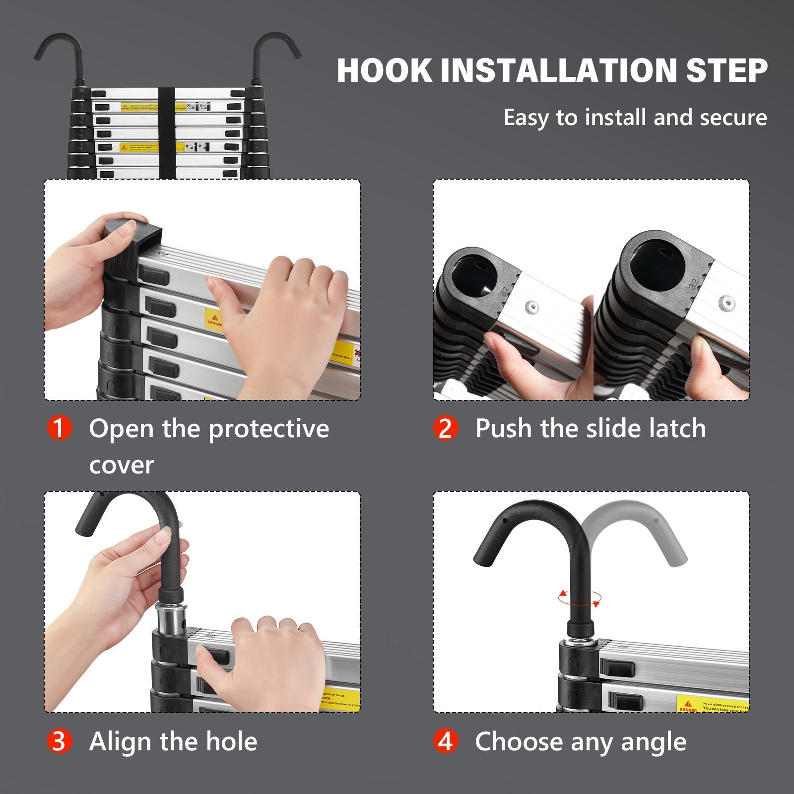 DEWINNER Échelle Télescopique 5M en Aluminium Bricolage Pliable,Charge Maximale 150kg - 5