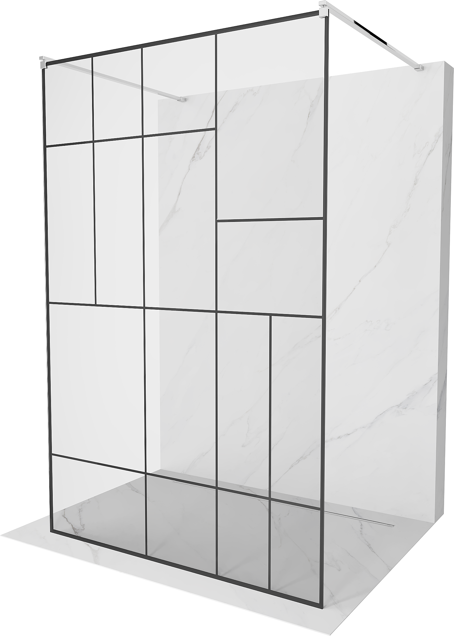 Mexen Kioto ścianka prysznicowa wolnostojąca 100 x 200 cm, czarny wzór 8 mm, chrom - 800-100-002-01-78