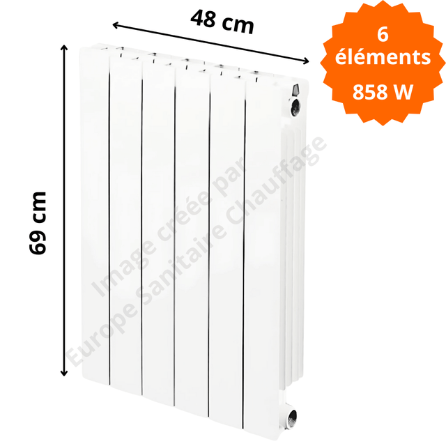 Radiateur aluminium vertical H.69 x 48 cm VIP 600 Deville 858 W