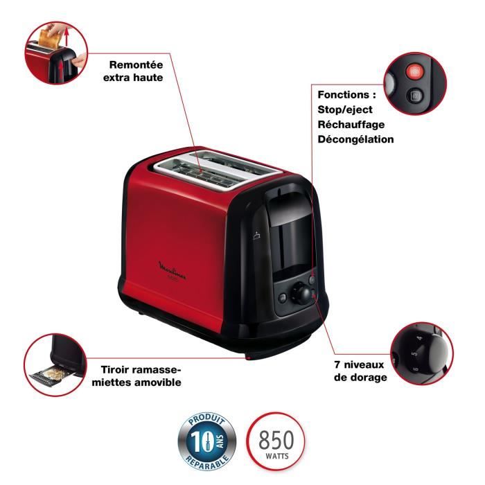 Tostadora Subito MOULINEX LT260D11 ranuras Rojo Leroy Merlin