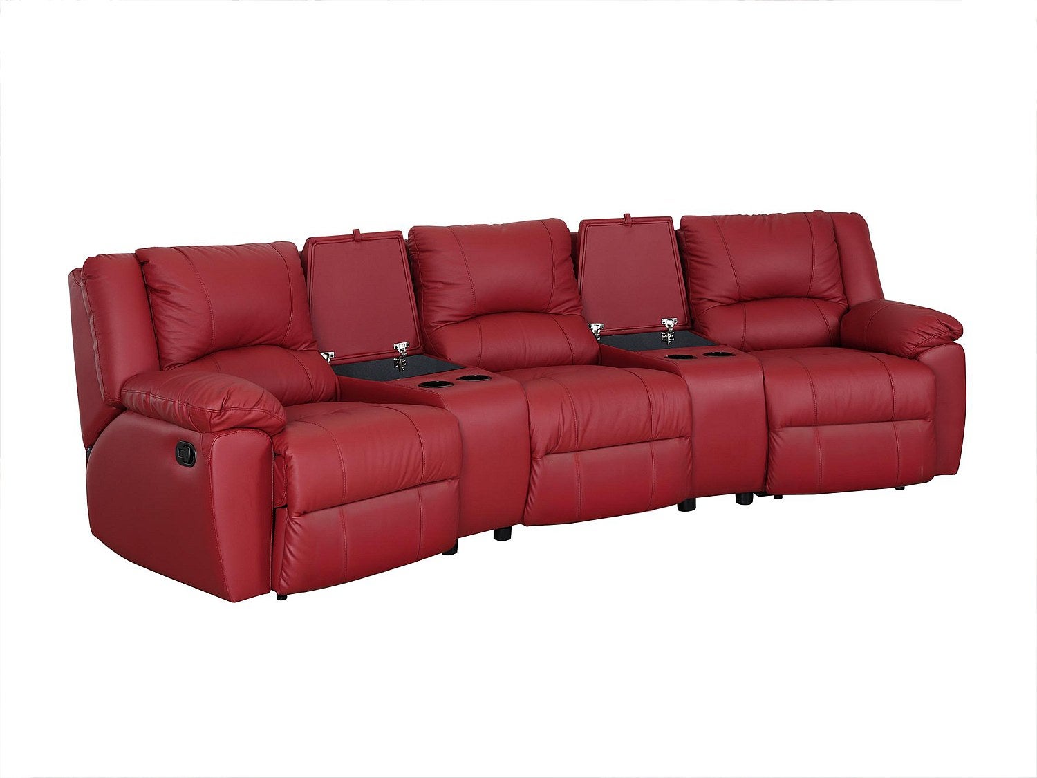 Kanapa 3-osobowa skórzana z funkcją relax AROMA - Czerwony