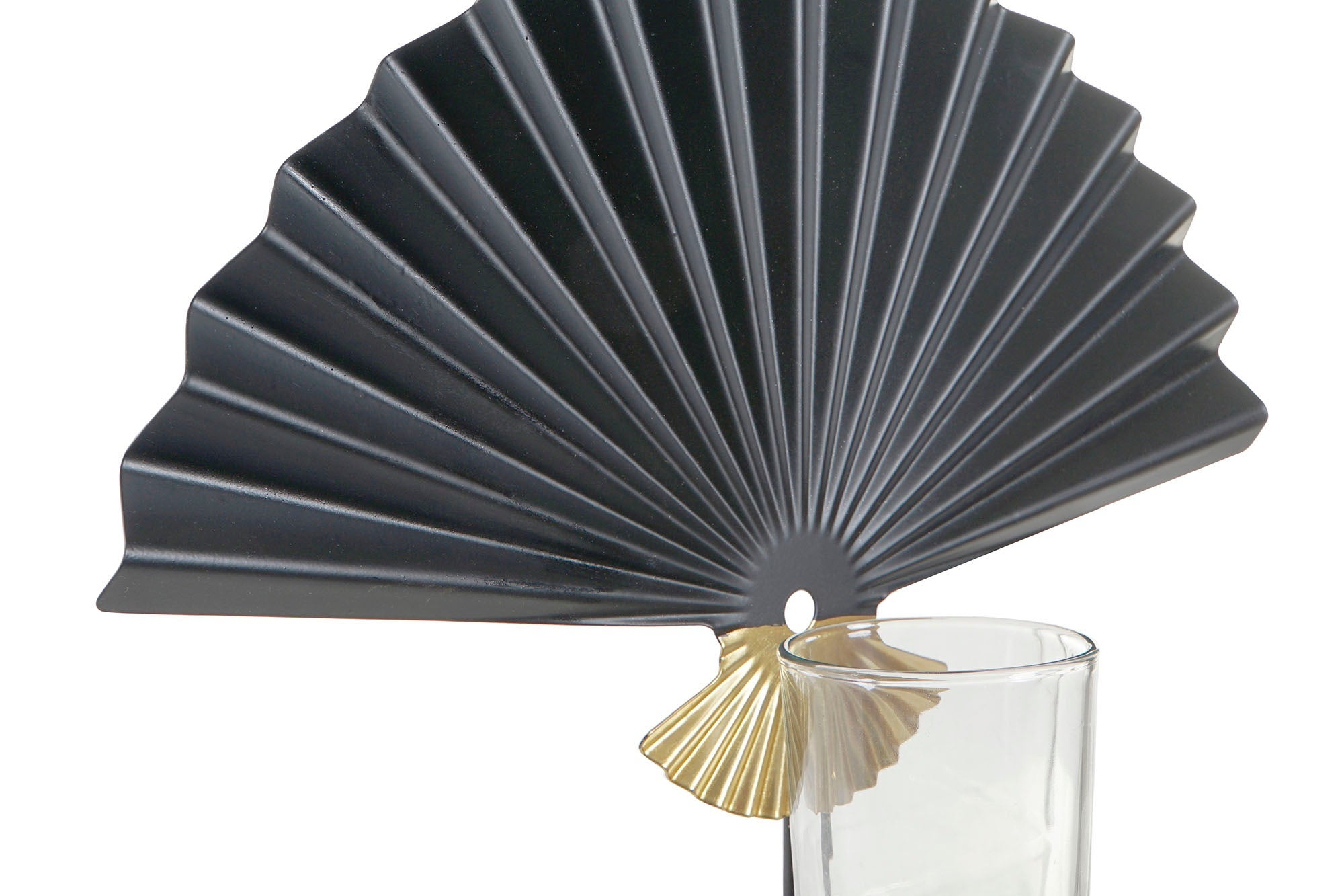 Portacandele DKD Home Decor 8424001833344 Ventaglio 35 x 9 x 35 cm Cristallo Nero Dorato Terracotta Ferro (2 Unità) - 3