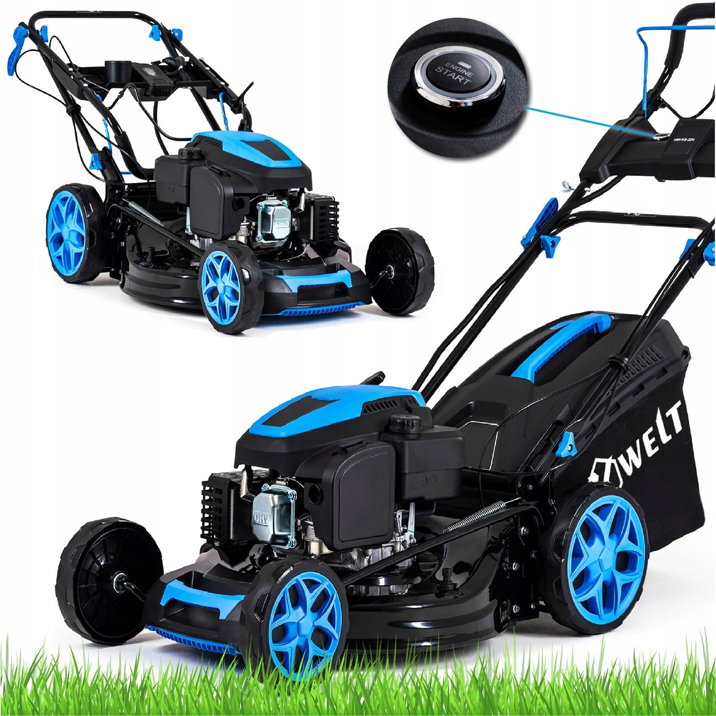 Kosiarka spalinowa z napędem Hexwelt potężna 224CC rozrusznik 53cm mulczowanie