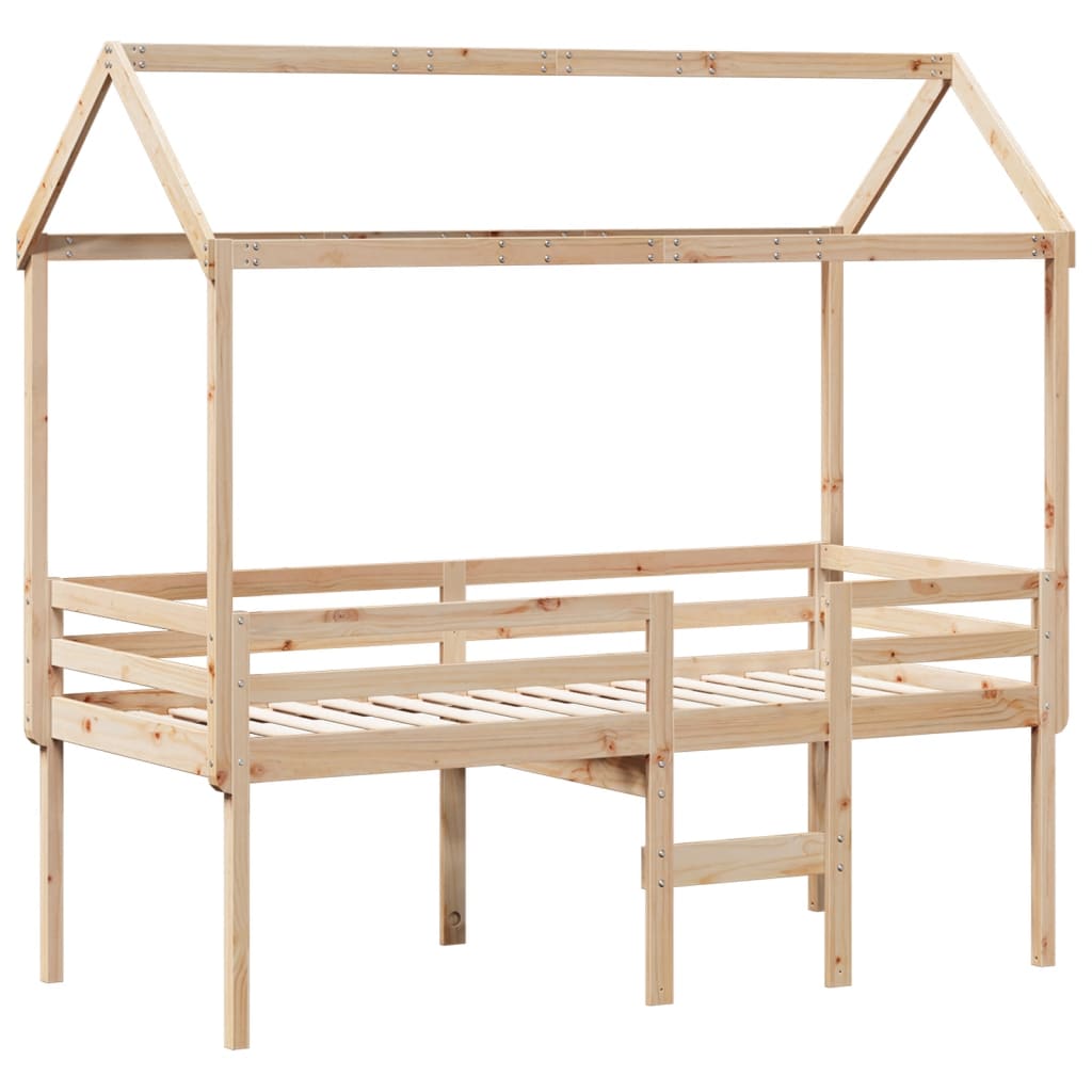 Lit haut avec toit 75x190 cm bois de pin massif - 3