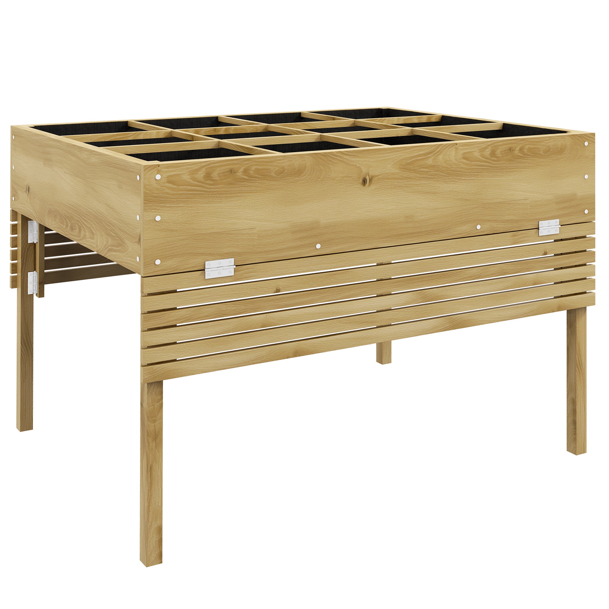 Letto Orto Rialzato Outsunny Con Rotelle - Fioriera Legno Naturale 118x55x83cm