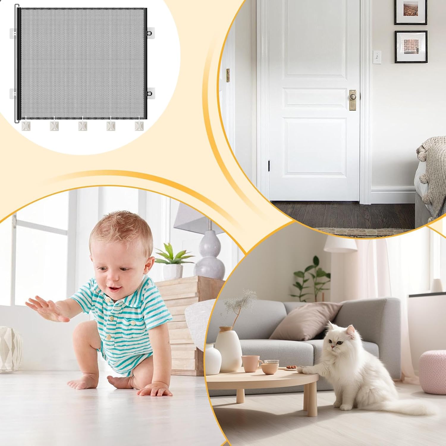 Recinto para animais - Corrimão de escada - Vedação telescópica - Vedação dobrável - Vedação de segurança para crianças - (78*110 cm) - 7