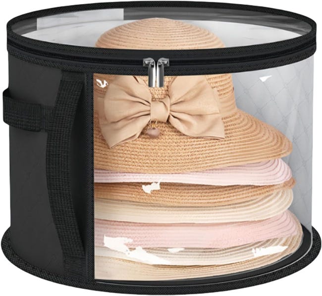 MagiDeal Boîte à Chapeaux, boîte de Rangement de Chapeaux avec Couvercle Anti-poussière pour Femmes et Hommes, Organisateur de Chapeaux Pliable, Blanc