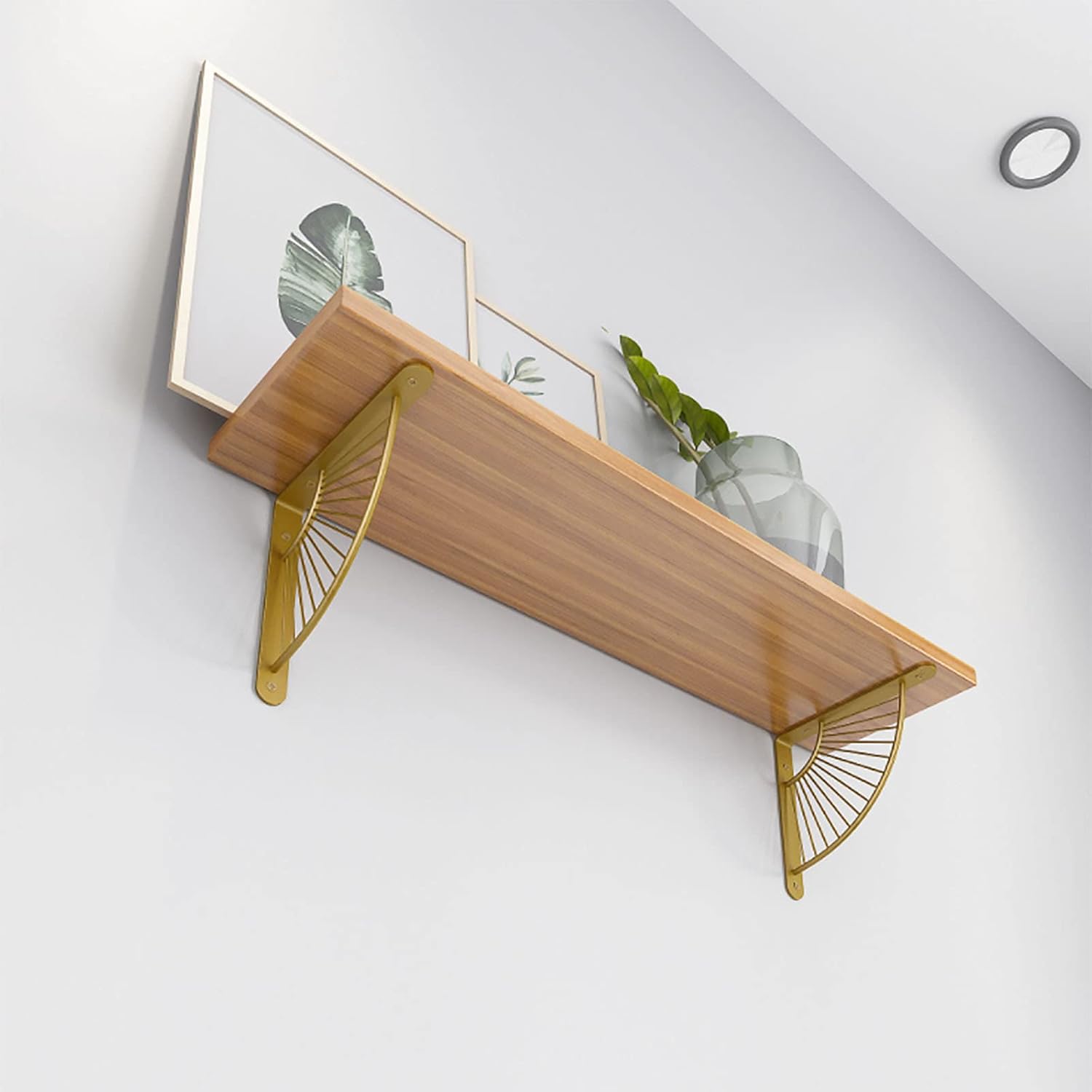 Supporto da parete, supporto per mensola da parete, supporto da parete triangolare, supporto da parete in legno (oro). - 4