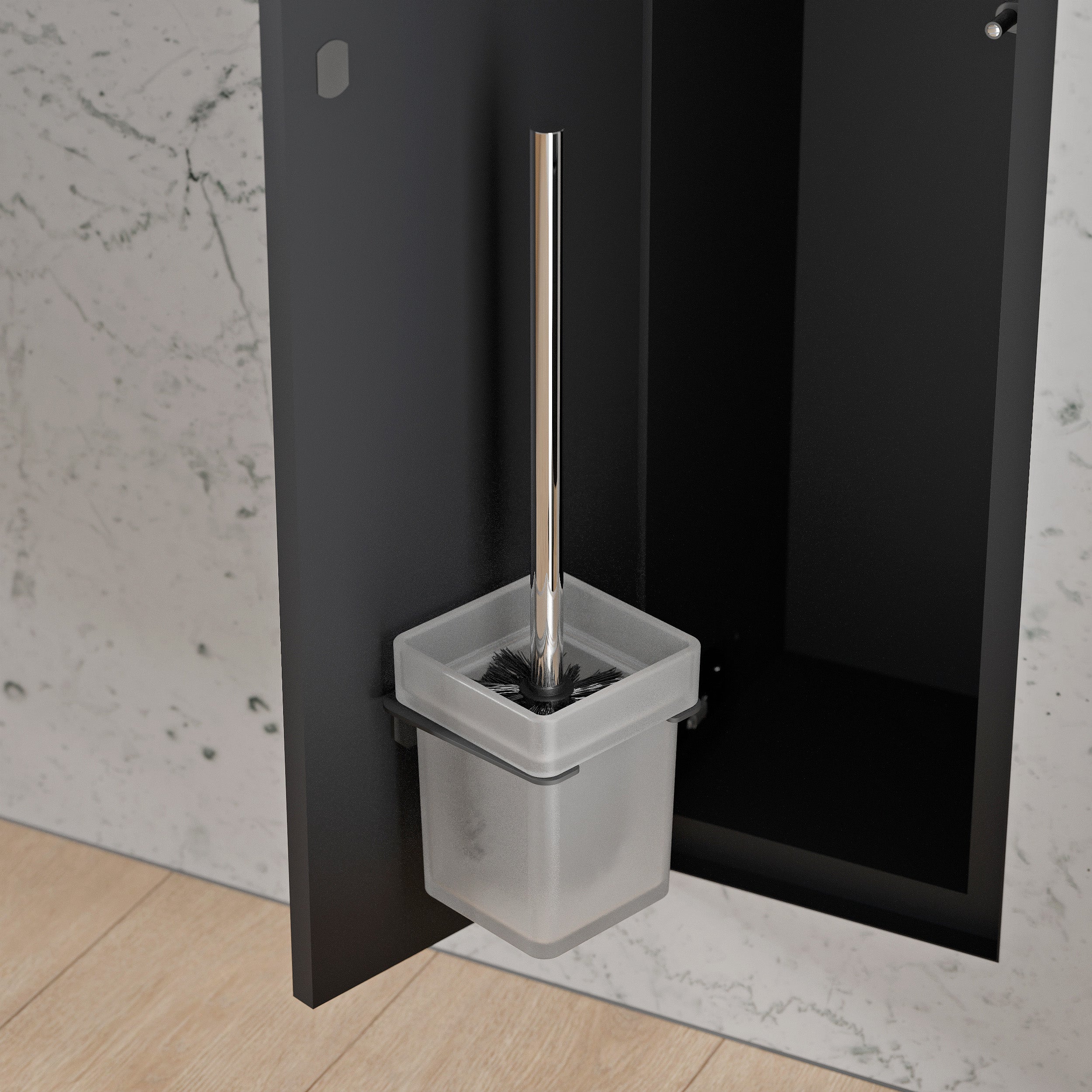 BERNSTEIN - Niche module à carreler acier inox WC encastré 16x16x74 (LxPxH) porte brosse toilettes + 2 étagères, charnière à gauche - RIA - 4