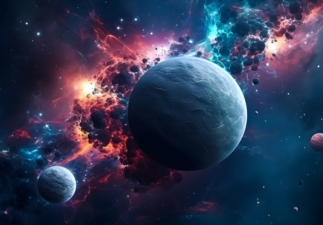 Papel pintado fotografia panorámica niños cosmos galaxia planetas 254x184 cm - incluye cola – moderno niños papel no tejido