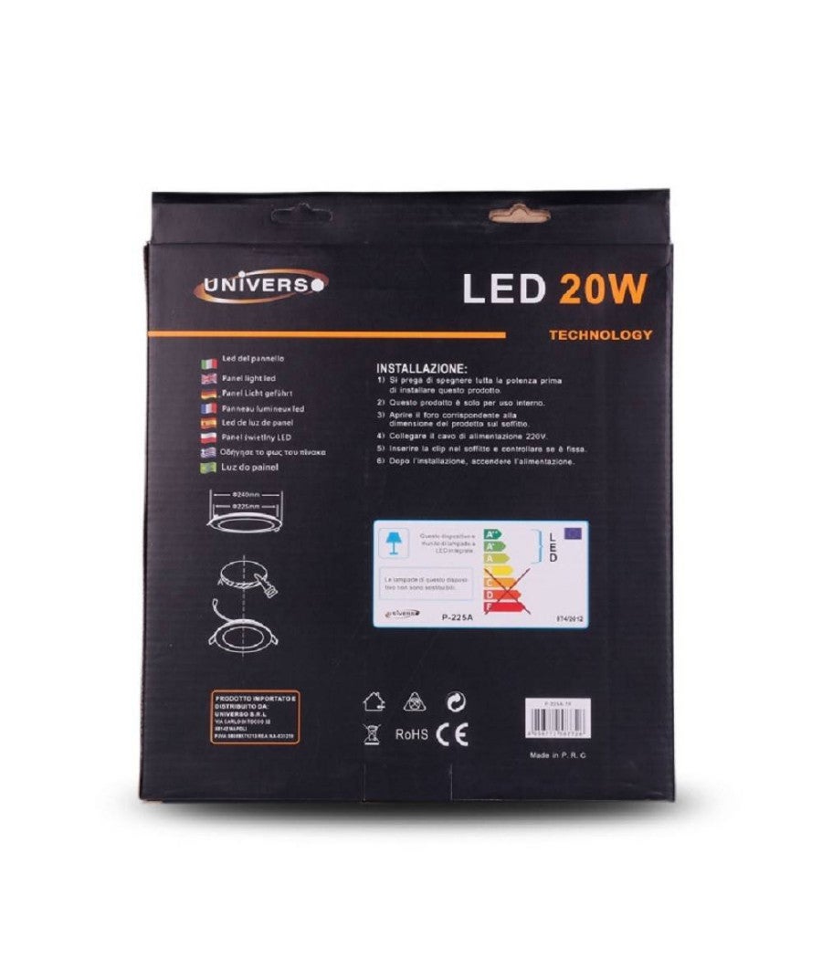 Trade Shop - Pannello Led Slim 20w Incasso Rotondo Luce Bianco Caldo Freddo Naturale P225at - Bianco Caldo - - 2