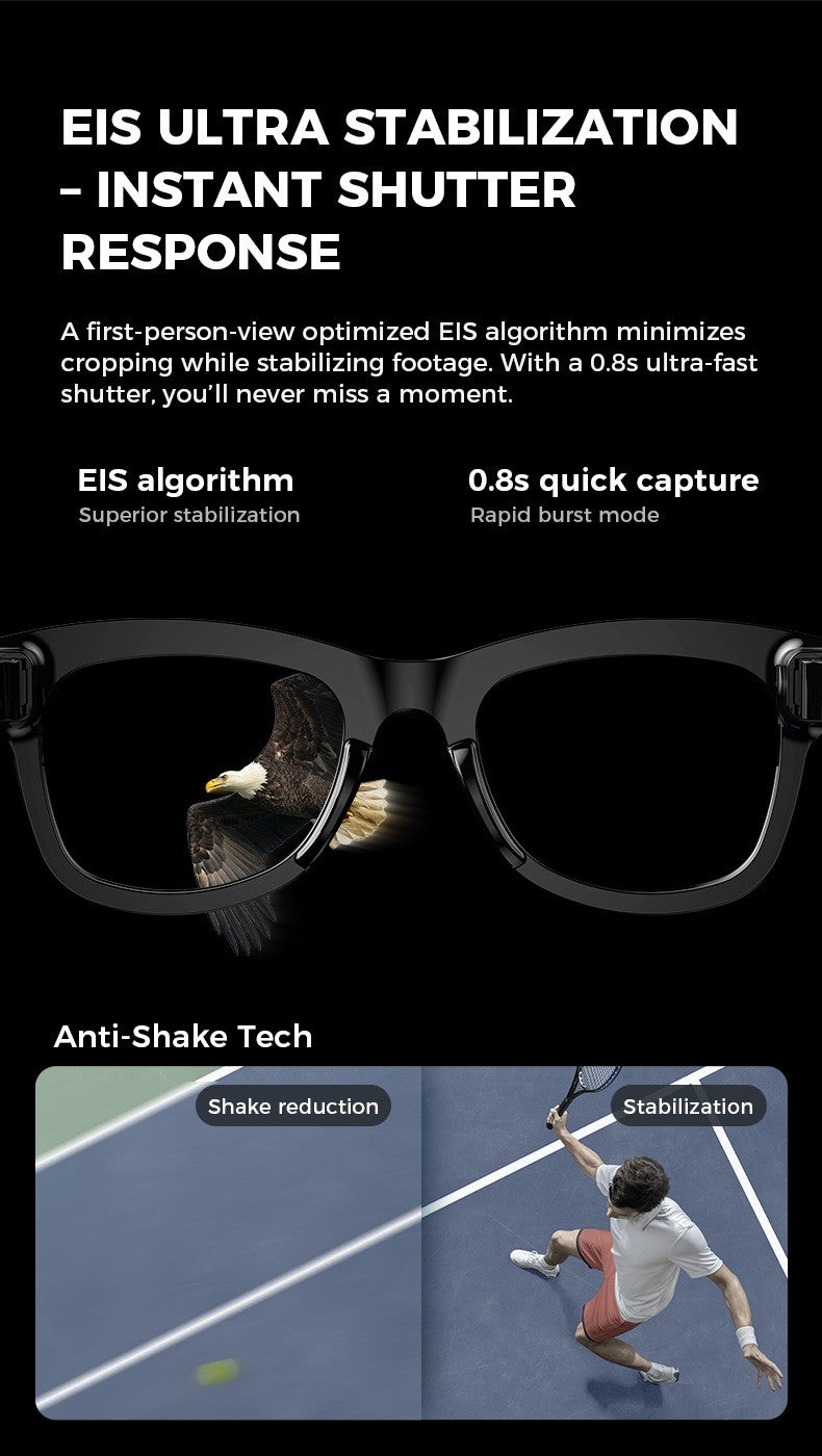 Lunettes intelligentes IA, multilingues, appels, enregistrement vidéo, traduction de photos - 4