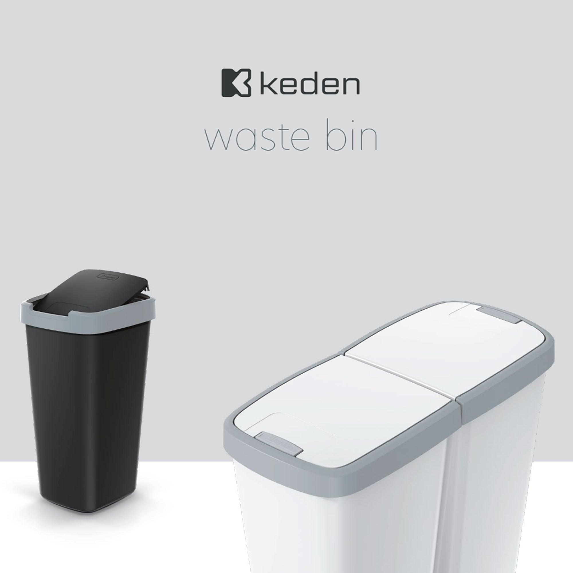 Cestino de 2 coperchi indipendenti di 45L Keden - 4