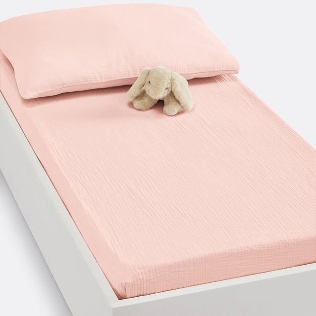 Drap-housse bébé gaze de coton uni, Kumla - Nude - 70 x 140 cm