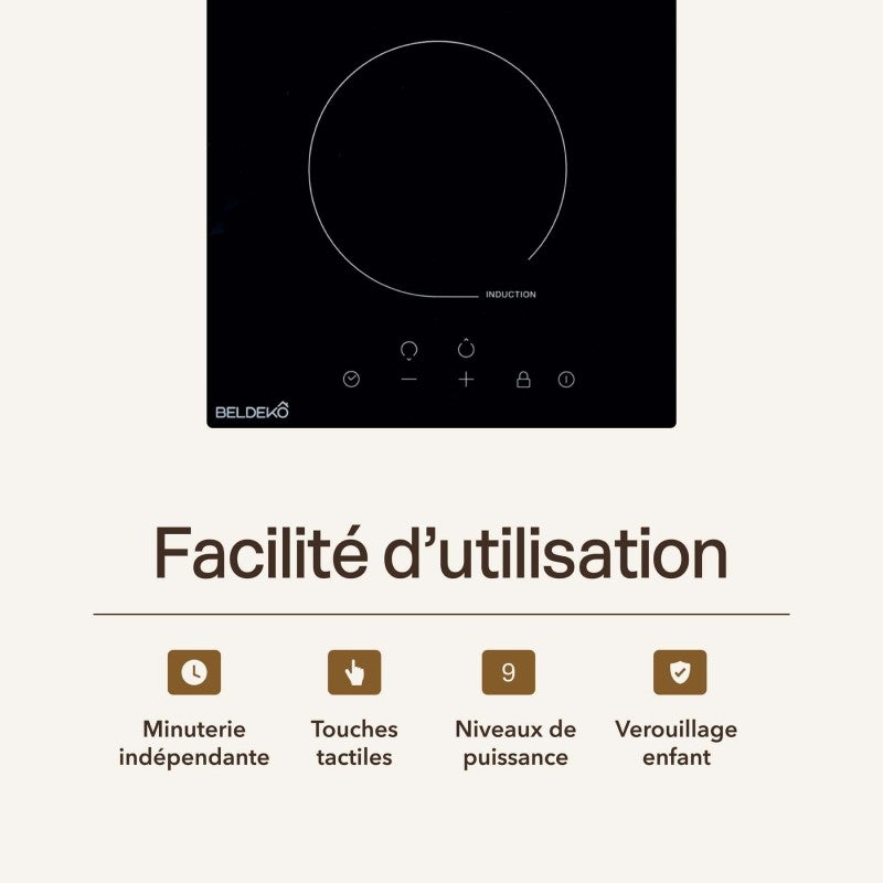 BELDEKO Plaque Induction 2 Feux 3300W Tactile - Marque Française - 6