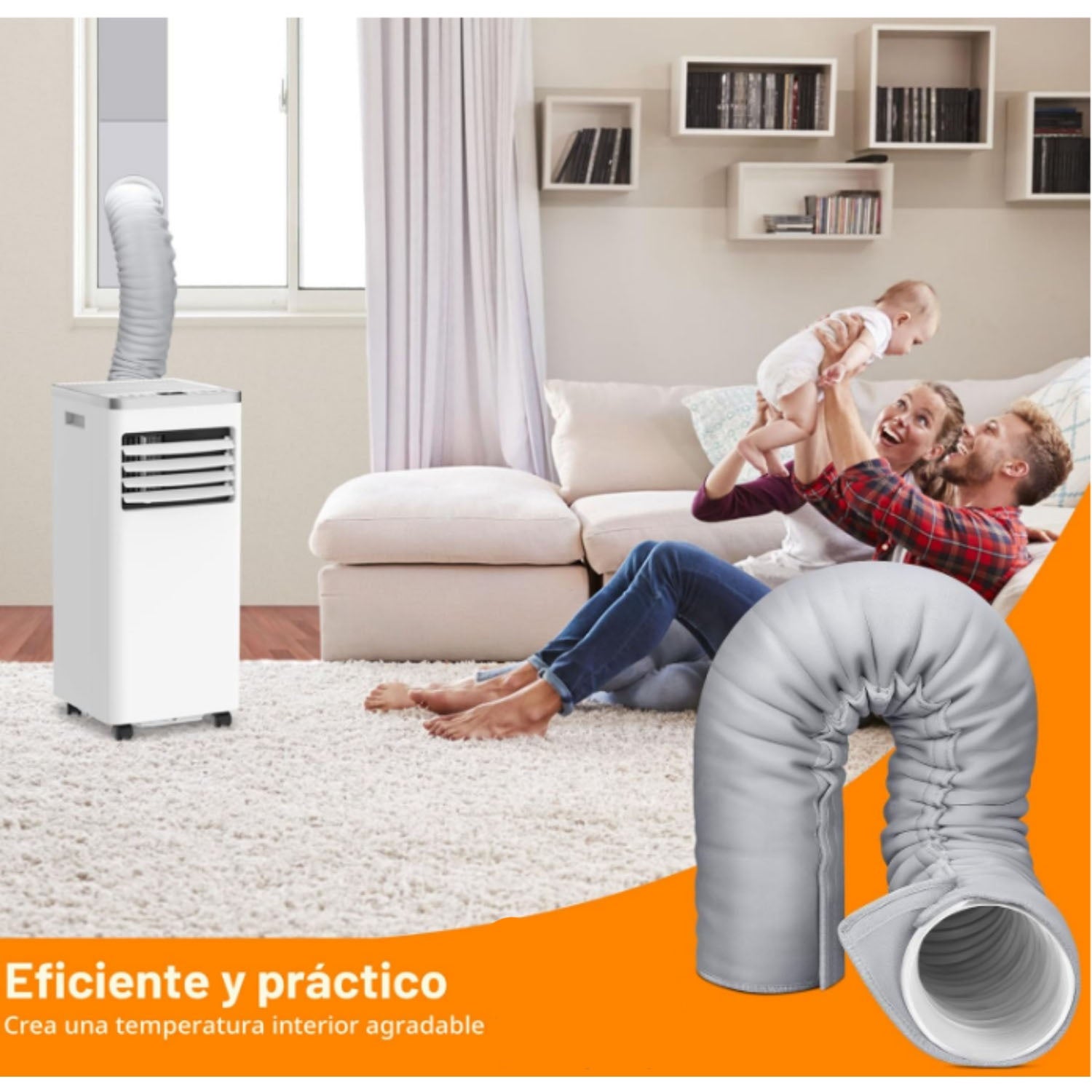 ZAEWRY Housse de protection pour tuyau de climatiseur portable — Housse anti-poussière et thermo-isolante, avec 4 sangles élastiques — Gris - 9