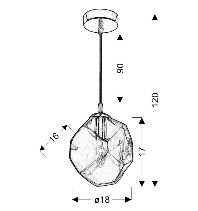 Lampa sufitowa Jewel chromowana-żółta 1xE14x40W wym: 120 x 18 x 16 cm szkło Candellux - 2
