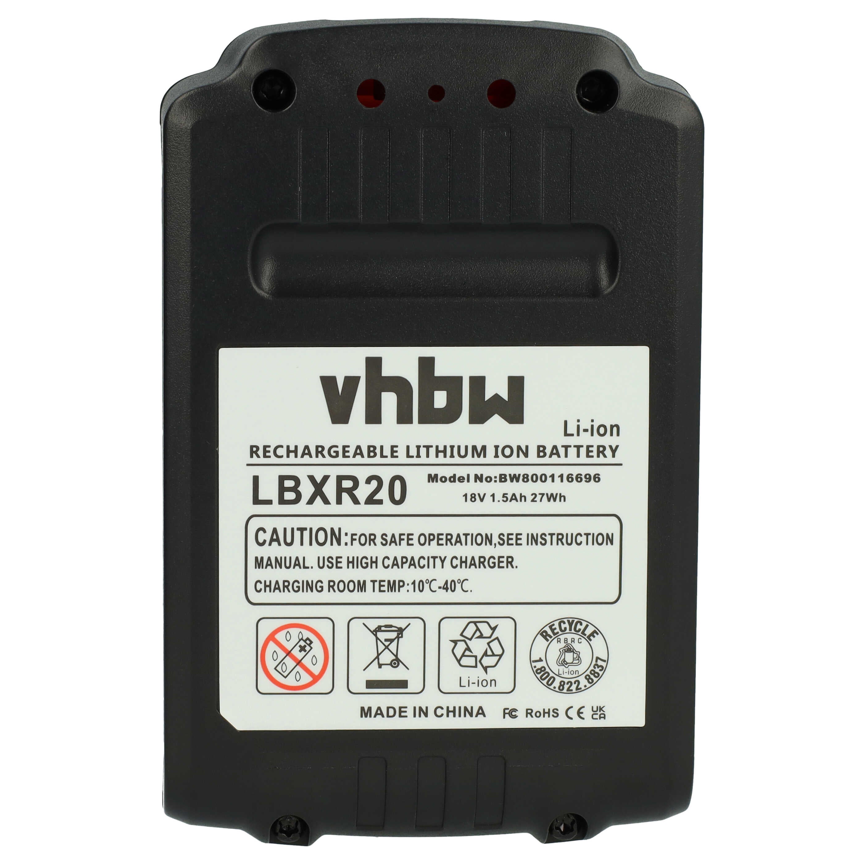vhbw Batterie compatible avec Black & Decker BL188K, EGBHP, EGBL, EPL, GKC1000L, GKC1817L outil électrique (1500mAh Li-ion 18 V) - 2