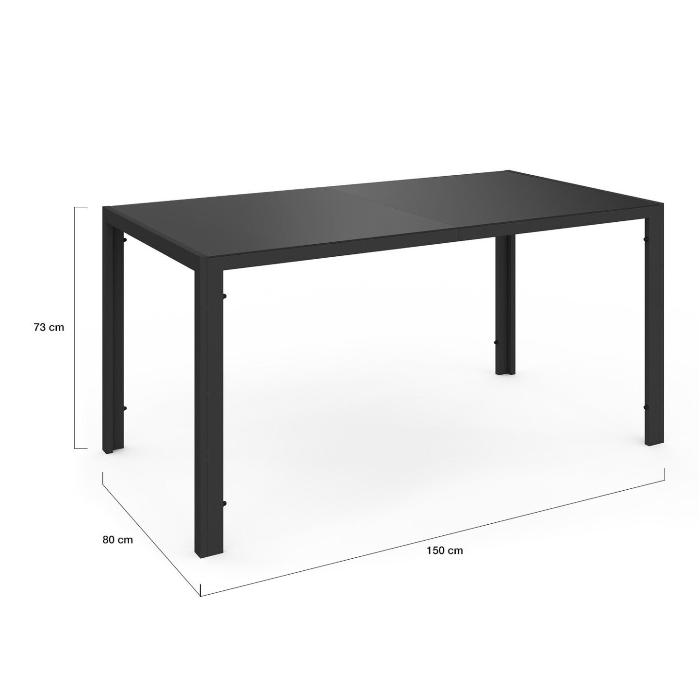 Salon de jardin MADRID table 150 CM et 6 chaises empilables noir - 5