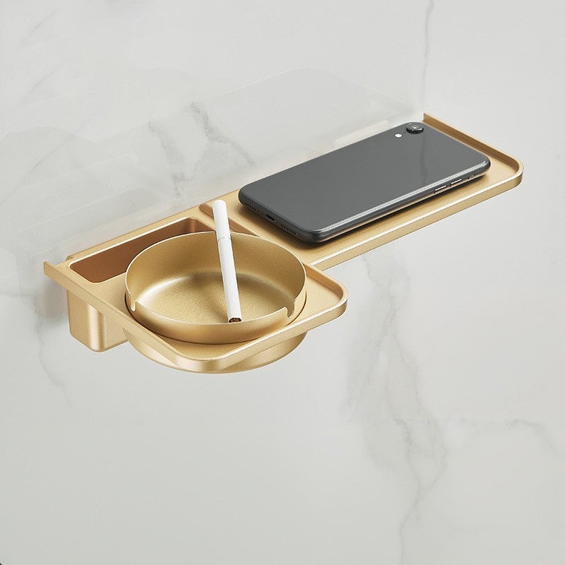 Złoty uchwyt na popielniczkę, półka ścienna do toalet i łazienek, uchwyt na przedmioty bez wiercenia, uchwyt na telefon, 30 * 8 * 5 cm