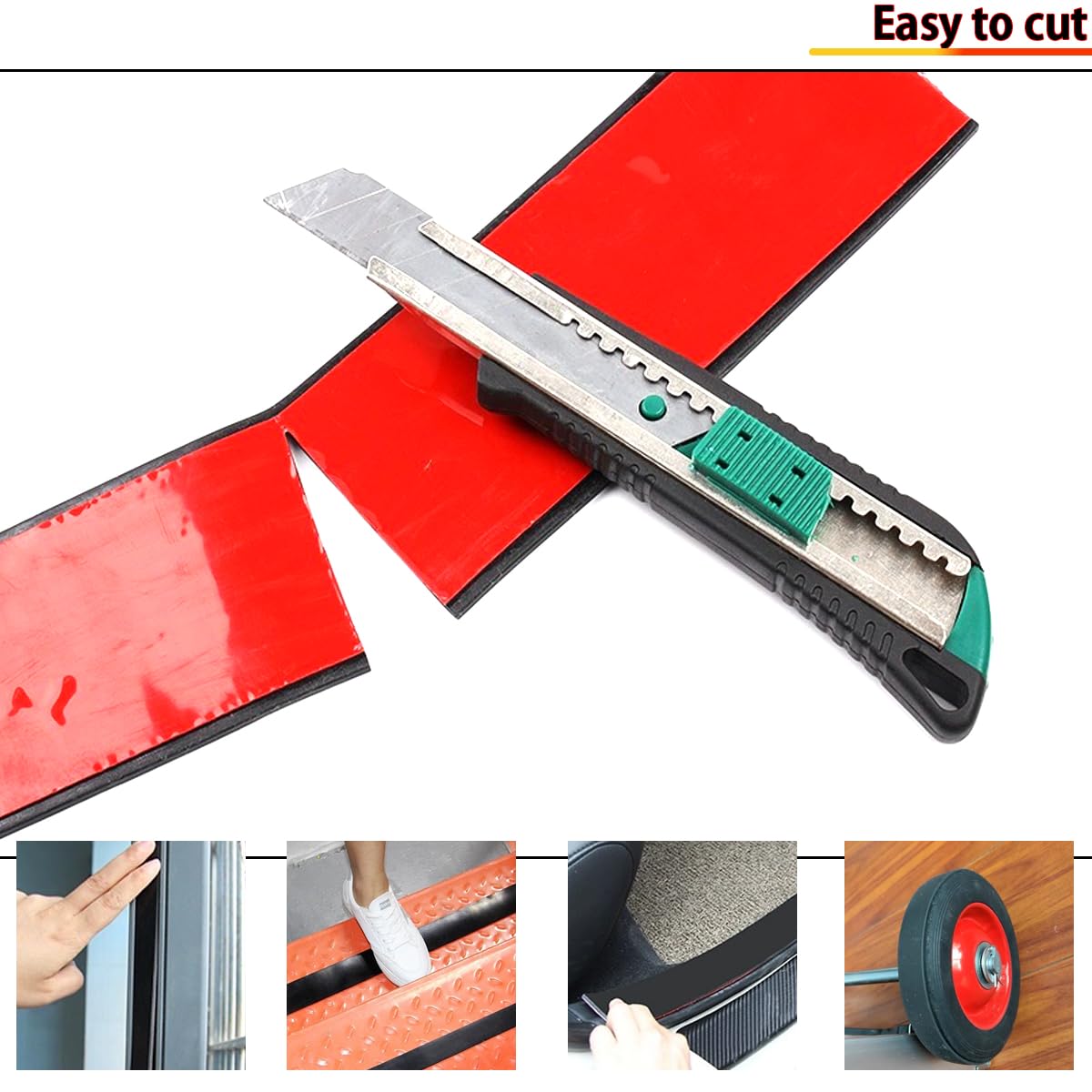 Tira de goma adhesiva, rollo de goma, rollo de lámina de neopreno adhesivo resistente de 20 mm x 2 mm x 3 m, bricolaje, protección de suelos - 5