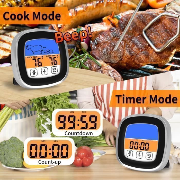Joonnair Thermomètre Cuisine Numérique à Sonde - Viande & Cuisson -50°C à +300°C