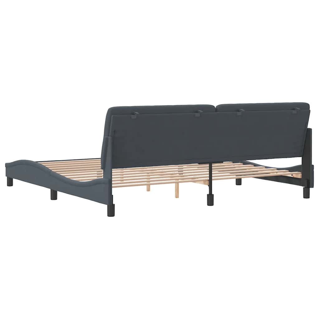 Cadre de lit sans matelas gris foncé 200 x 200 cm en velours - 7