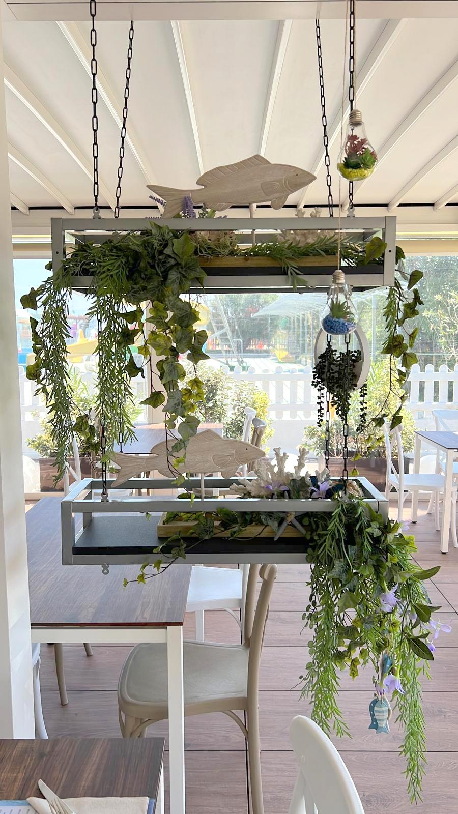 Etagère FLEURS SUSPENDUE au PLAFOND GRIS NOIR longueur 115 cm avec chaînes pour fleurs jardin vertical verre porte bouteille bar cuisine - 7