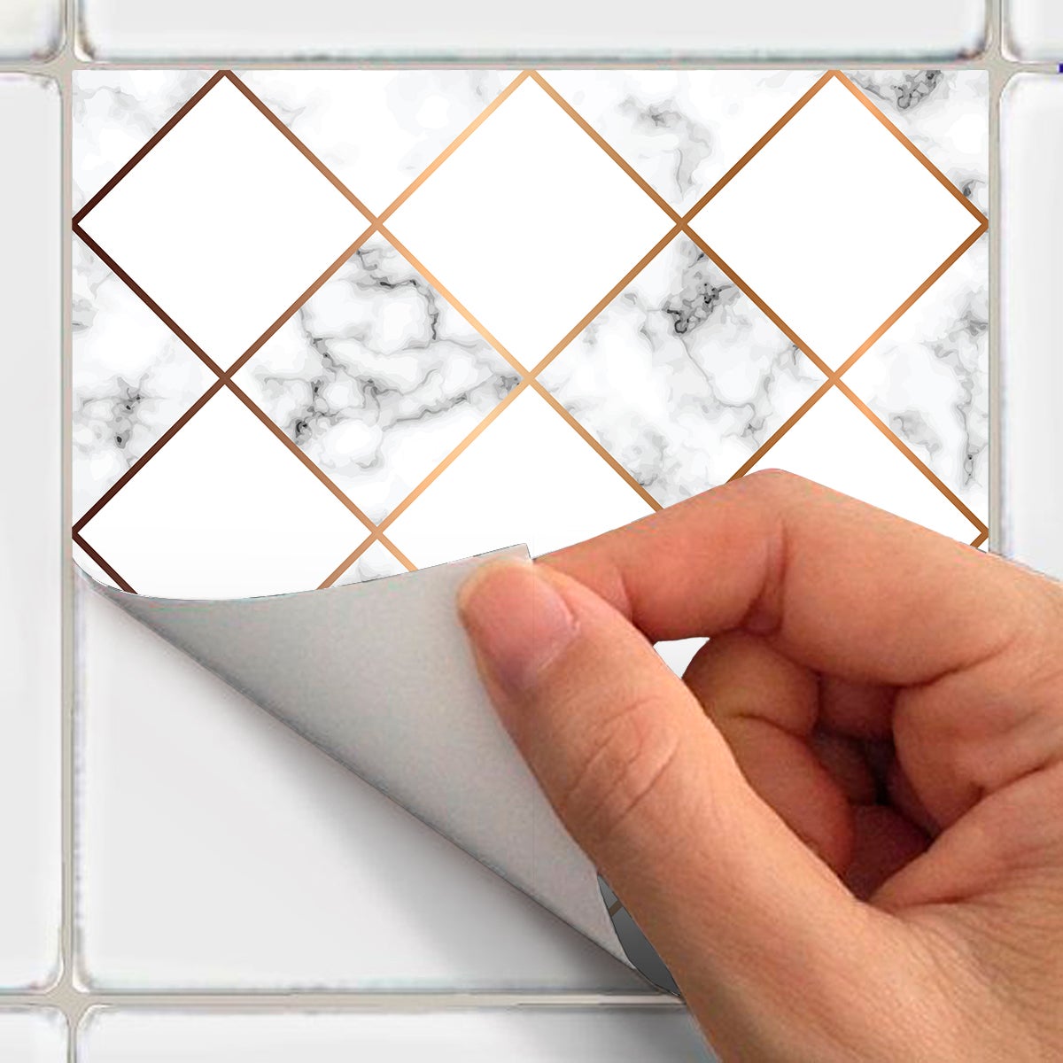 9 adesivi piastrelle effetto marmo con diamanti oro - Sticker adesivo - adesivi murali - 9stickers15x15cm - 4