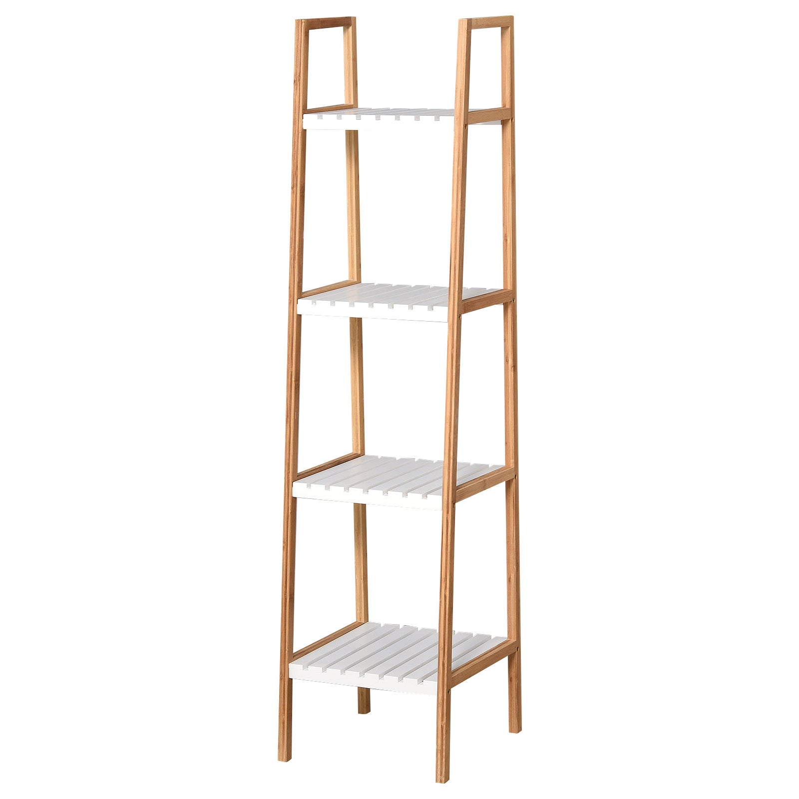 Scaffale per bagno in legno bamboo bianco 3 ripiani Tahiti