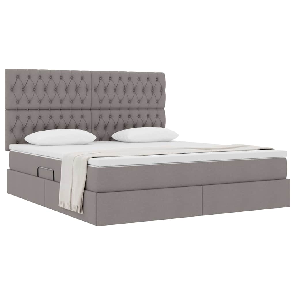 Lit avec rangement et matelas en tissu taupe pour la chambre, 160 × 200 cm - 3