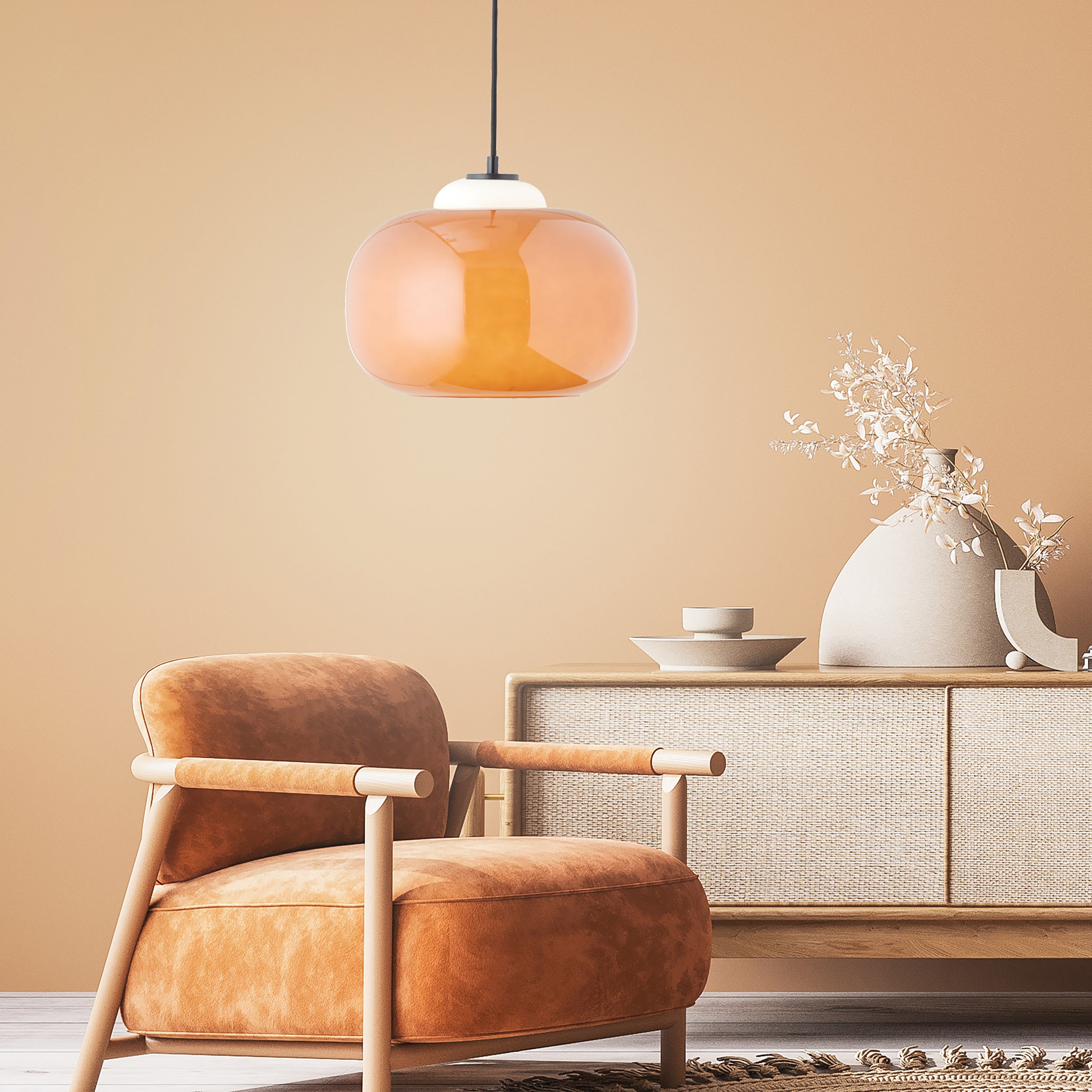 Brilliant Suspension Blop 30cm pomarańczowy szkło/metal 1x A60, E27, 60 W, pasuje do zwykłej żarówki (brak w zestawie) - 8
