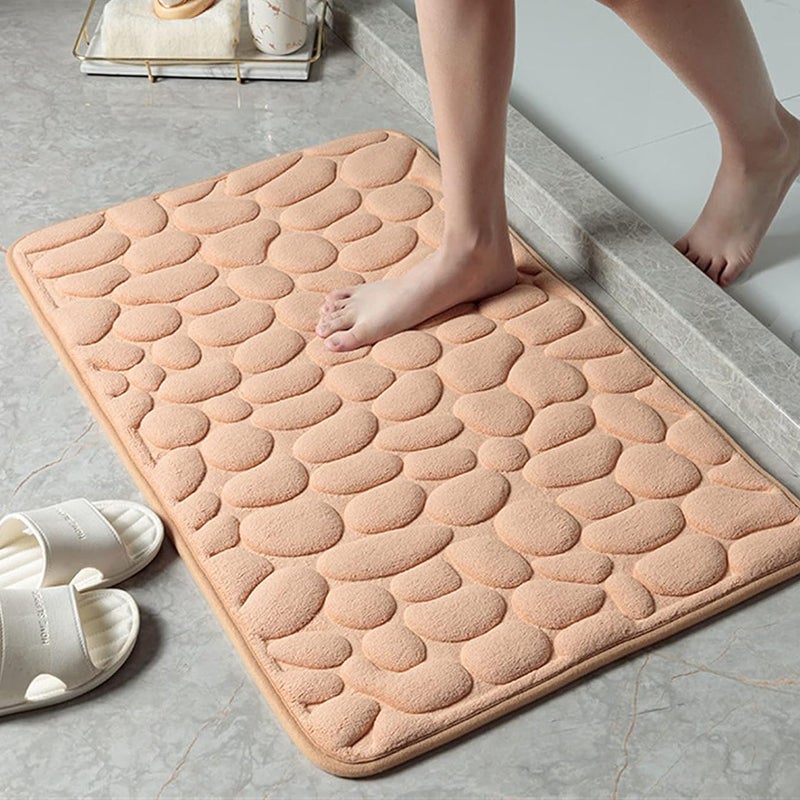 Mata łazienkowa antypoślizgowa - Wzór kamyków - Zapobiega poślizgom na płytkach - 40 x 60 cm, kolor camel