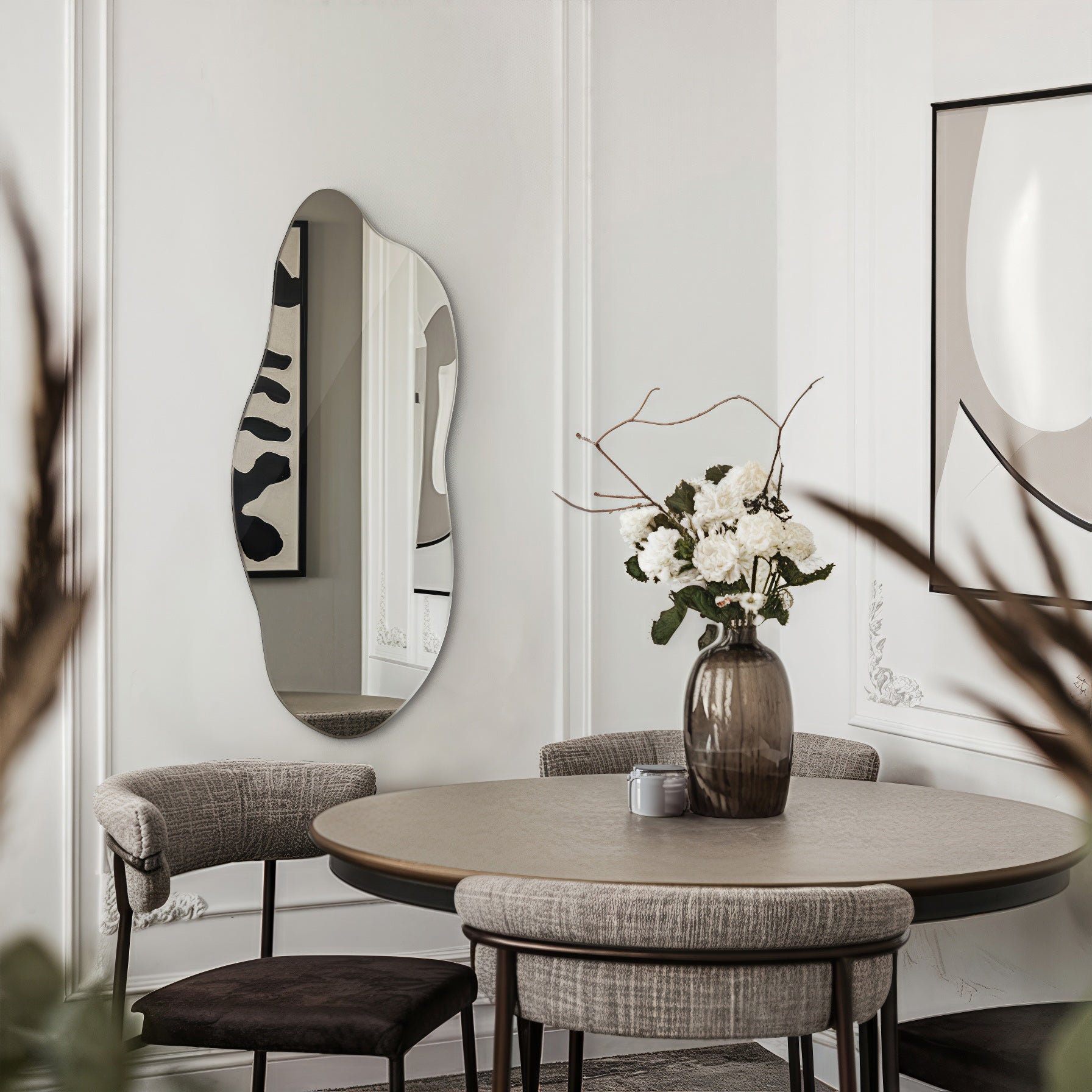 Specchio Decorativo con Forma Organica e Irregolare, Per Arredare Salotto, Camera o Ingresso con Stile - 45 x 100 cm - 5