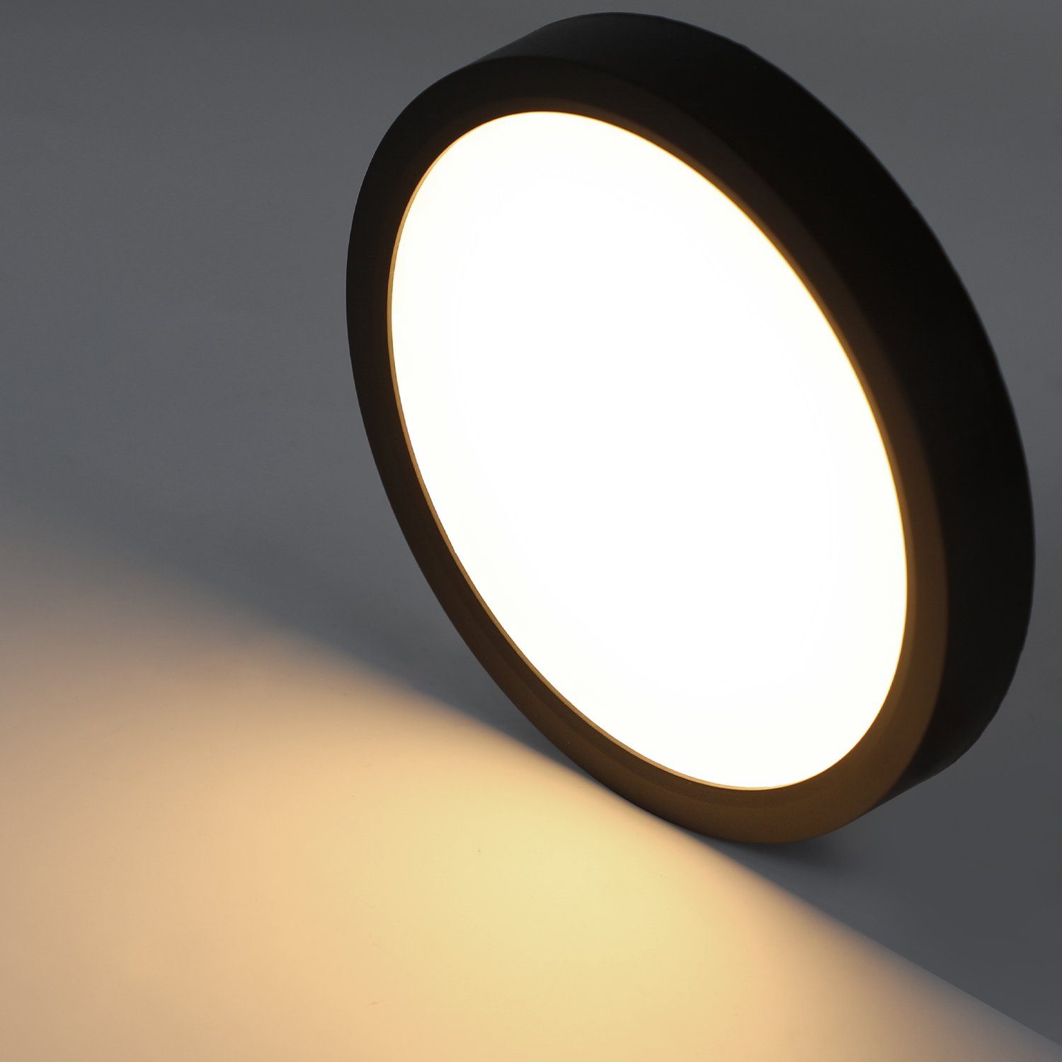 NETTLIFE Panneau LED plafonnier noir éclairage de plafond plat rond IP44 résistant aux éclaboussures - 8