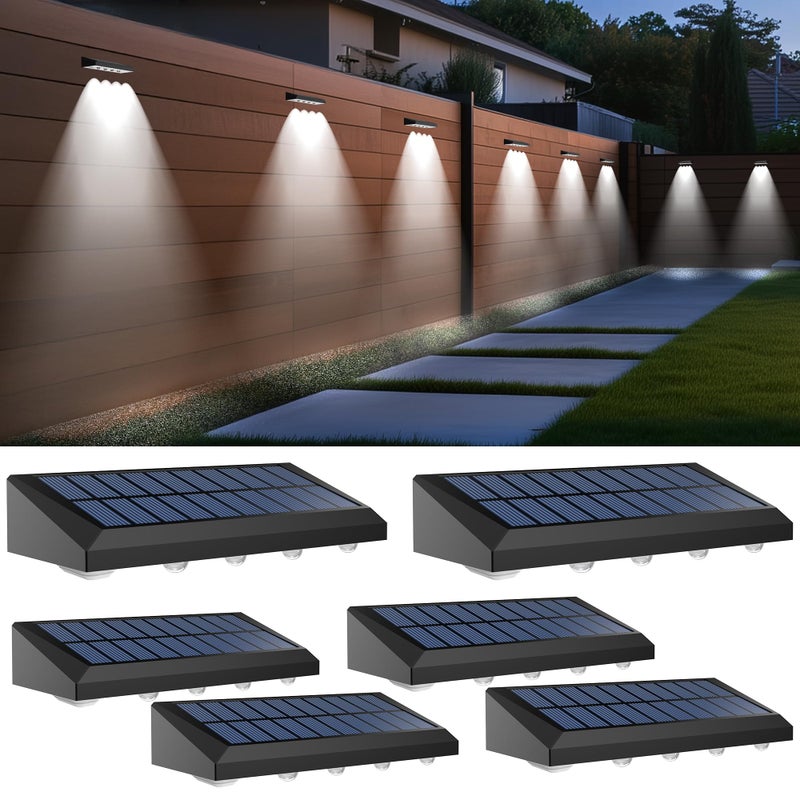 Zestaw zewnętrznych lamp solarnych do ogrodzenia zasilanych energią słoneczną wodoodpornych do ogrodu na schody na ścianę na stopień światło białe