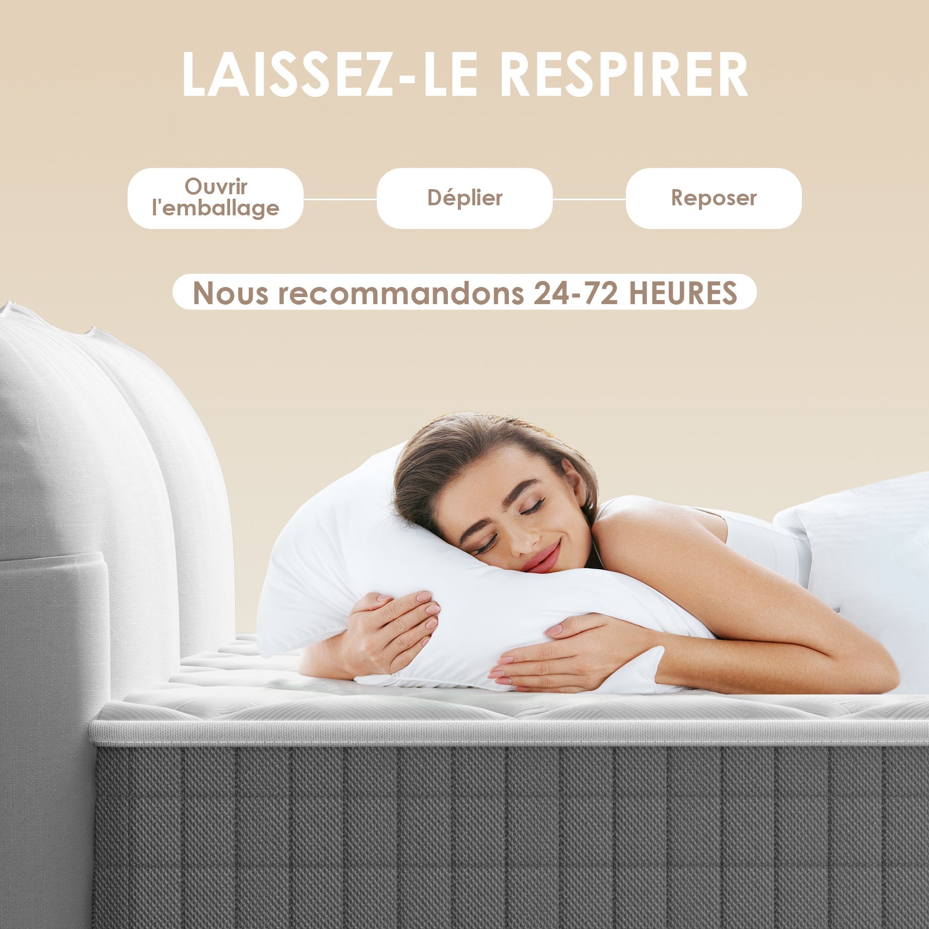 DEWINNER Ensemble Sommier et Matelas 160x200 cm, Lit 2 Personnes Complet avec Sommier Tapissier (Matelas 160x200x25+Sommier) - 2