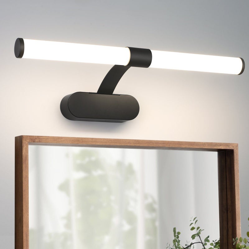 NETTLIFE Kinkiet łazienkowy LED, lampa lustrzana LED, neutralne białe światło 4000 kelwinów, 6W, wodoodporność IP44, szerokość 400mm, czarny