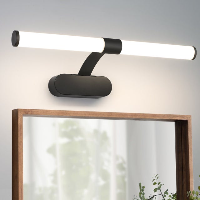 NETTLIFE Kinkiet łazienkowy LED, lampa lustrzana LED, neutralne białe światło 4000 kelwinów, 6W, wodoodporność IP44, szerokość 400mm, czarny