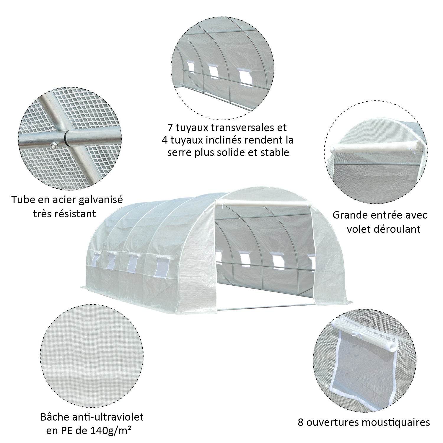 Serre de Jardin Tunnel PE Outsunny - 4