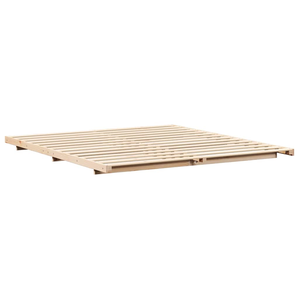 Cadre de lit en pin massif marron pour la chambre, 200 × 210 cm - 4
