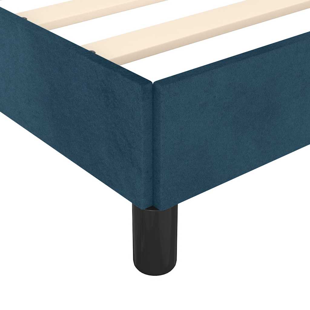 Cadre de lit sans matelas bleu foncé 160 x 200 cm velours - 9