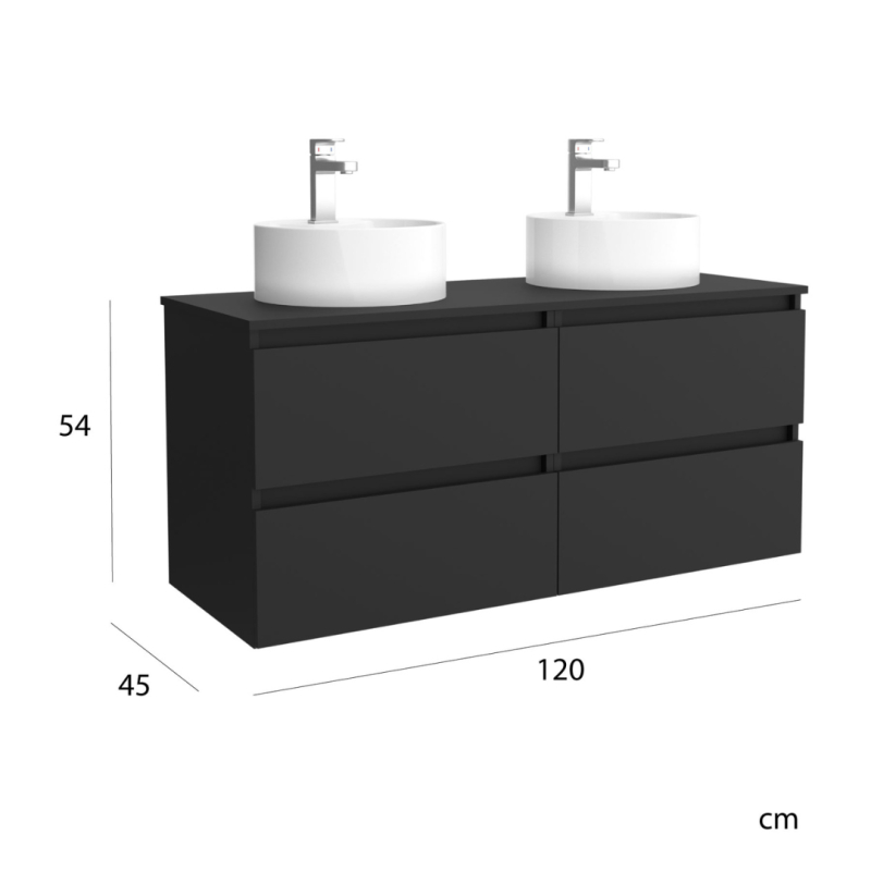 Meuble de salle de bain BEQUIA 120cm Noir mat | Vasque à poser - 6