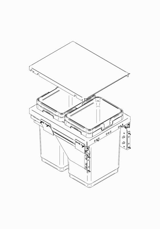 Poubelle coulissante 1 ou 2 seaux - Nombre de seaux : 1 - Contenance : 36 L - VIBO - 3