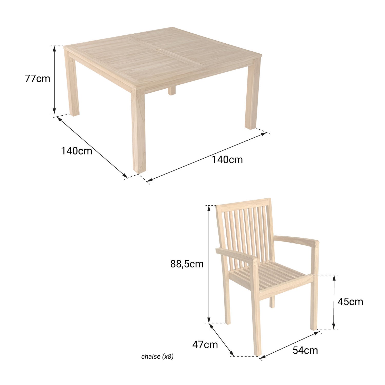 Salon de jardin 8 places en teck JAVA - 6