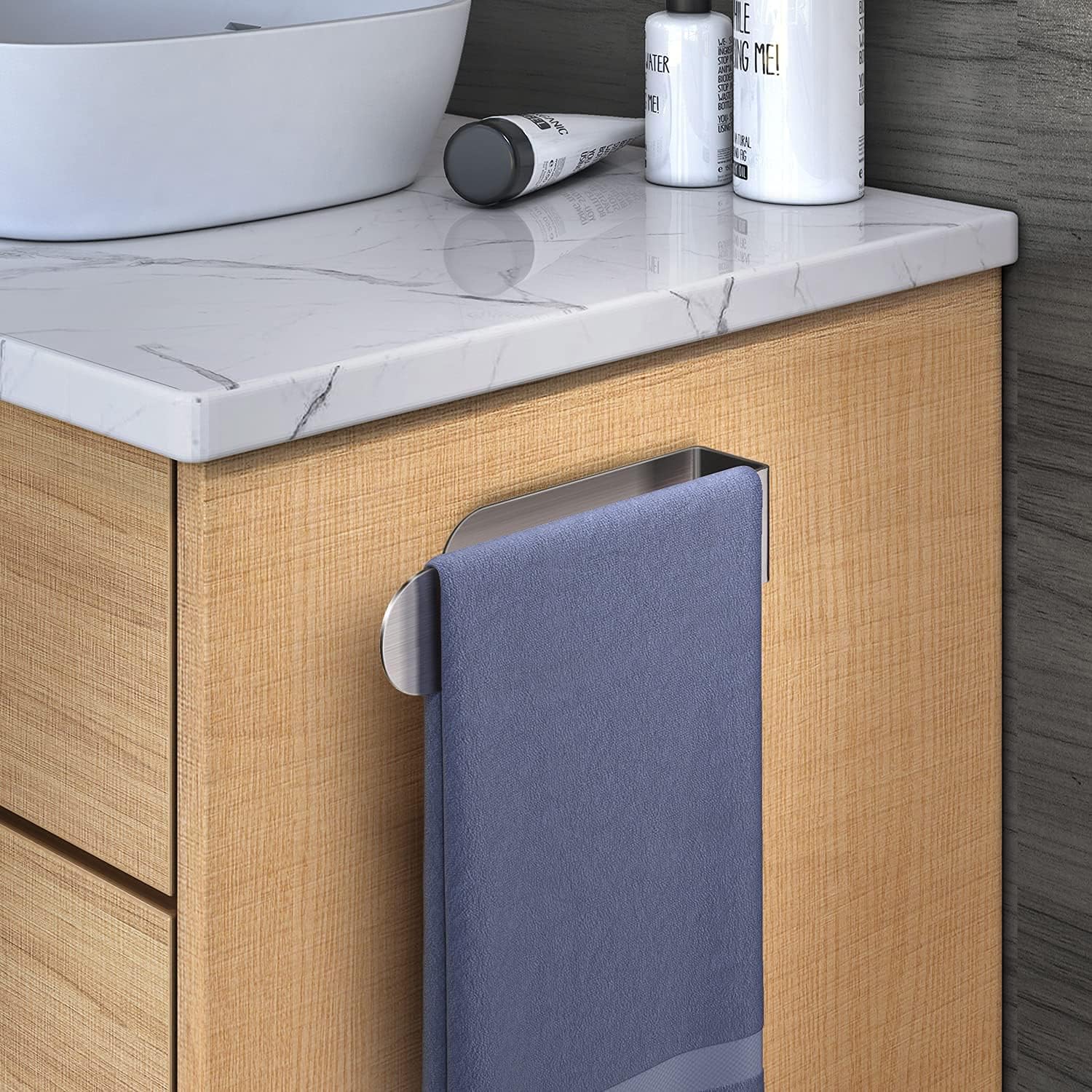 Porte-serviettes mural pour salle de bain, sans perçage, en acier inoxydable SUS304, 37 cm, argenté - 6